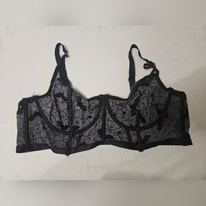 Torrid Curve Sheer Grunge Goth Bats Sexy Bra Lingerie Wired Size 1X!